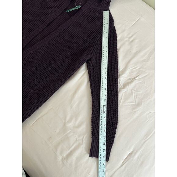 LL Bean Open Front Hooded Cardigan Sweater Purple Pockets Size Large NWT - Picture 6 of 11